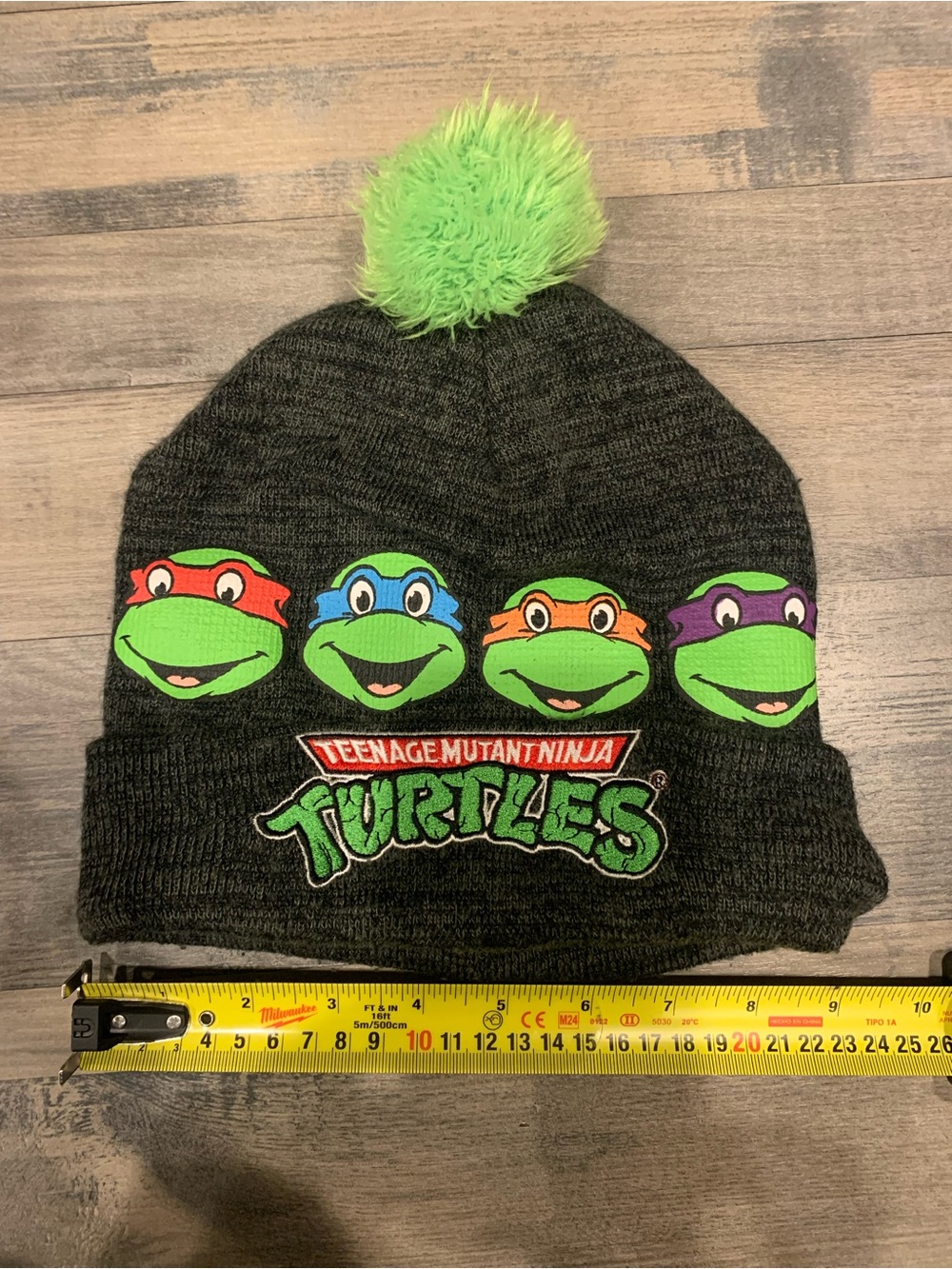 Teenage Mutant Turtle Kids Pom Beanie Hat - Green Accent